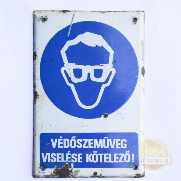 Zománctábla -Védőszemüveg viselése kötelező!