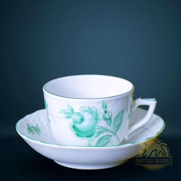 Herendi zöld virágmintás kévés csésze tányérral