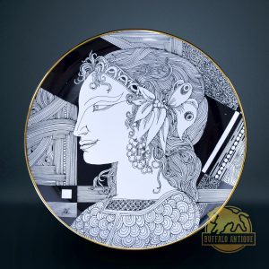 Hollóházi Szász Endre porcelán tányér, falitányér