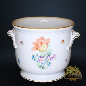 Tulipán mintás nagyméretű Herendi porcelán kaspó