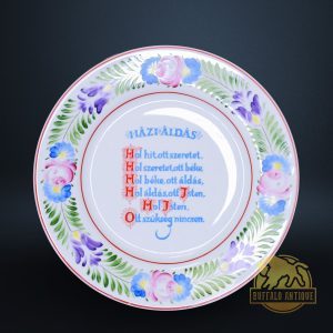 Hollóházi porcelán falitányér "Házi áldás"